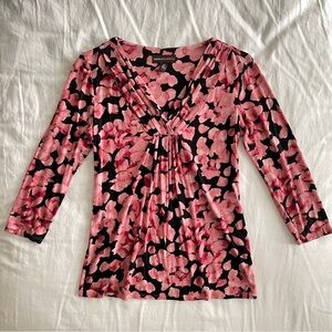 Dana Buchman Pink and Black Floral Blouse
